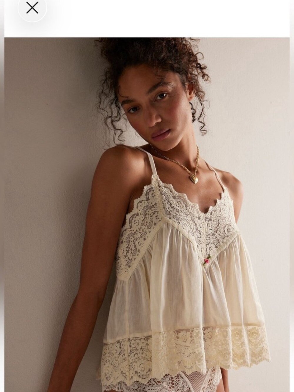 Free People Intimately Women’s S Ivory Lace Cami Tank Top Boho NWT